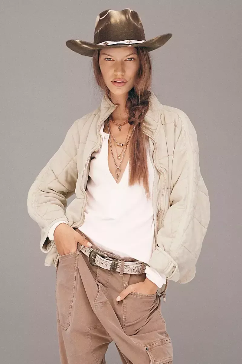 Giacca in maglia trapuntata Free People Dolman in beige