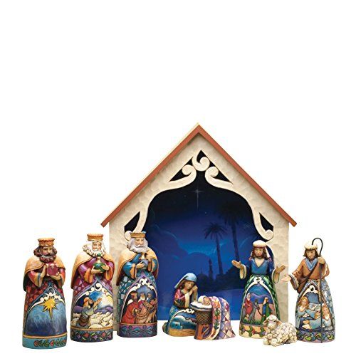 Jim Shore Heartwood Creek 9-Piece Mini Nativity Set Stone Resin Figurine, 9,75