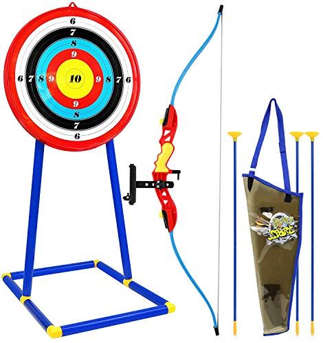 Kiddie Play Bow and Arrow for Kids Toy Archery Set med Target and Quiver Barnleksaker ålder 8+ Pojkar och flickor