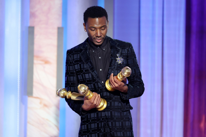   BEVERLY HILLS, KALIFORNIJA – SAUSIO 10 D.: 80-ieji kasmetiniai GOLDEN GLOBE APDOVANOJIMAI – Nuotraukoje: laidos vedėjas Jerrodas Carmichaelis kalba 80-osios metinės „Auksinio gaublio“ apdovanojimų ceremonijos scenoje, 2019 m. sausio 10 d. Beverly Hilton viešbutyje, Beverli Hilse, Kalifornijoje. -- (Nuotrauka Rich Polk / NBC per Getty Images)