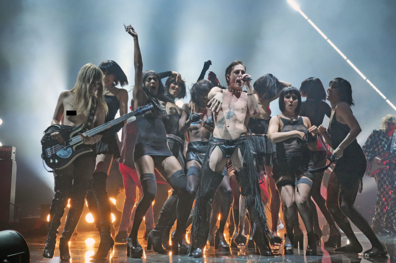   NIUARKAS, NIUARKAS – RUGPJŪČIO 28 D.: Mäneskinas pasirodys 2019 m. MTV VMA scenoje Prudential centre 2019 m. rugpjūčio 28 d. Niuarke, Naujajame Džersyje. (Nuotrauka: Theo Wargo / „Getty Images“, skirta MTV / „Paramount Global“)