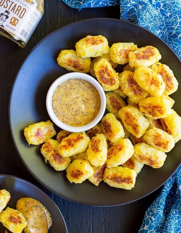 spaghetti-squash-tater-tots-met-esdoorn-mosterd-dip