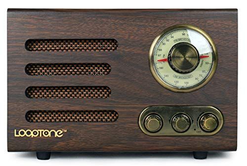 LOOPTONE Retro Houten Bluetooth FM/AM-radio met draaiknop (koffie)