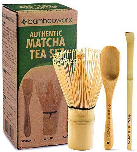 BambooWorx Japanse theeset, Matcha-garde (Chasen), traditionele lepel (Chashaku), theelepel, de perfecte set om een ​​traditionele kop Matcha te bereiden.