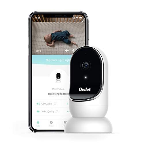 „Owlet“ kamera - Vaizdo kūdikių monitorius su „HD Night Vision“ saugiai perduoda telefoną iš bet kurios vietos - foninis garsas - kambario temperatūra - abipusis pokalbis - tvirtinimas prie sienos