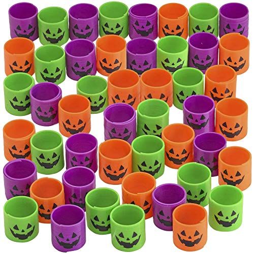 Kicko Jack-o-lantern Spring Coils - Pak van 48 Halloween Neon Coil Springs voor kinderen - Perfect voor trick-or-treats, griezelige feestartikelen, snoepzakjes, pompoenmandvullers