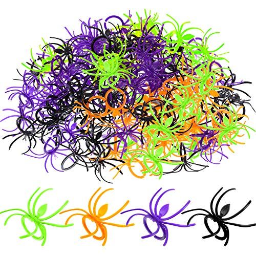 Boao 120 Stuks Spider Rings Plastic Cupcake Topper Halloween Feestartikelen (Multicolor)