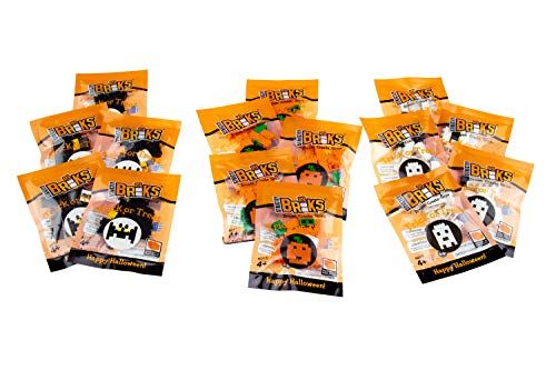 Strictly Briks - Halloween-mengsel van vleermuis-, spook- en pompoen-bouwstenen Feestartikelen - Trick or Treat-zakjes met speelgoed - 15 goodiebag-vullers - deel een gezond alternatief voor snoep uit