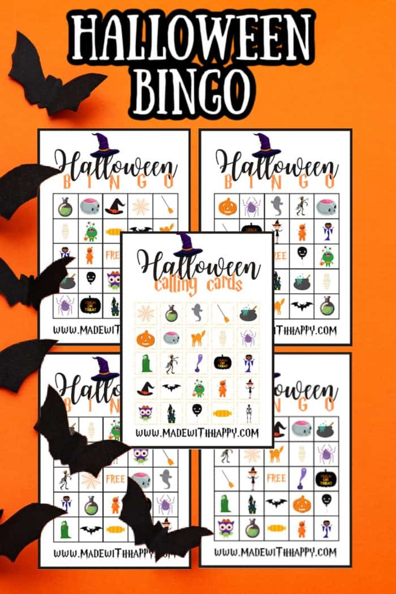   sæt med gratis printbare halloween bingokort