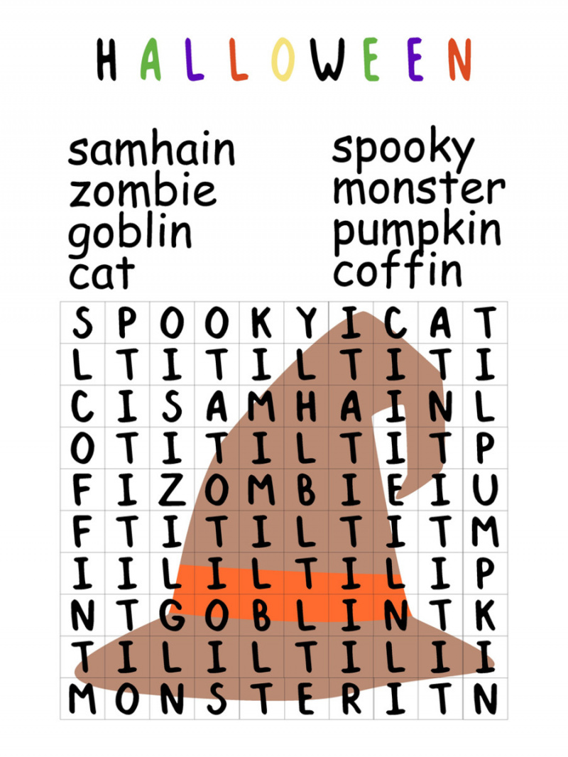   Puzzle di ricerca di parole di Halloween stampabili gratuiti
