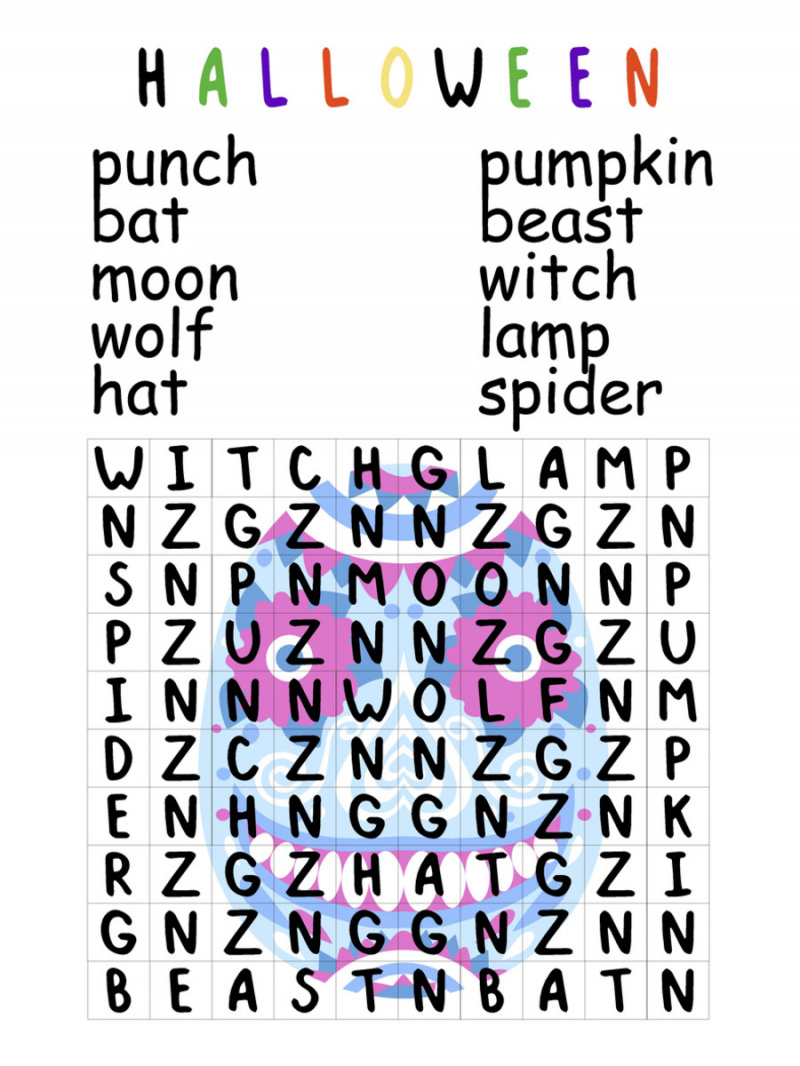   Puzzle di ricerca di parole di Halloween stampabili gratuiti