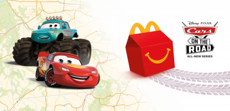 priecīgas maltītes ar Disneju's cars on the road toys
