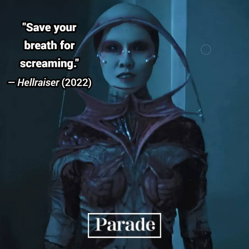 Vaizdas iš"The Gasp" from "Hellraiser" 2019 with the horror movie quote "Save your breath for screaming."