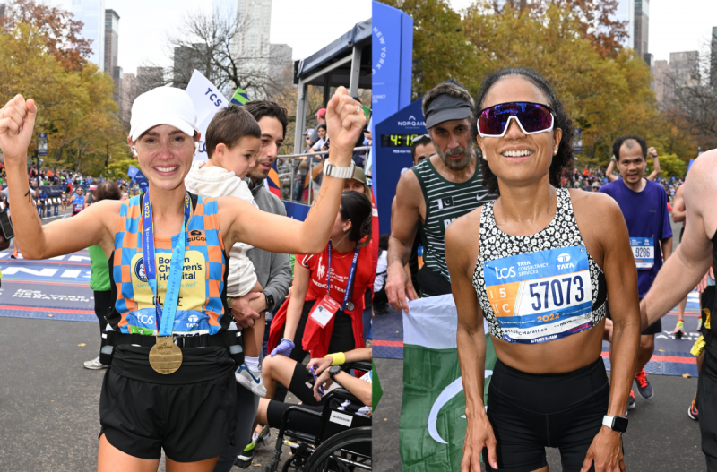 NEW YORK, NEW YORK - 6. NOVEMBER: Claire Holt afslutter 2019 TCS New York City Marathon den 6. november 2019 i New York City. Lauren Ridloff afslutter 2019 TCS New York City Marathon den 6. november 2019 i New York City.