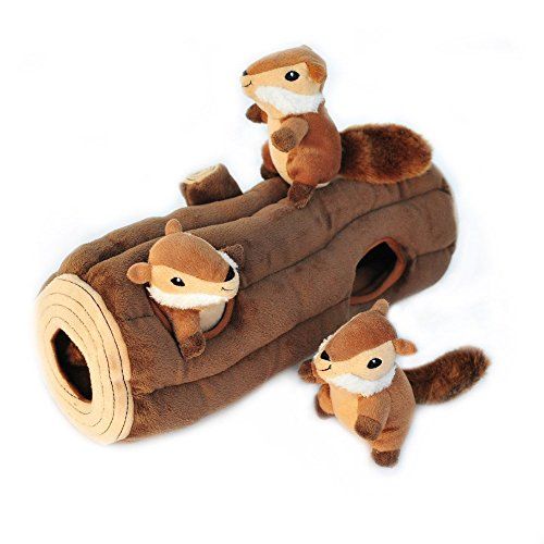 ZippyPaws - Woodland Friends Burrow, Interactive Squeaky Hide και Seek Plush Dog Toy - Chipmunks 