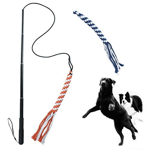 ASOCEA Dog Extendable Teaser Wand Pet Flirt Stick Pole Puppy Chasing Tail Διαδραστικό παιχνίδι για μικρά μεσαία μεγάλα σκυλιά Εκπαίδευση Παίζοντας άσκηση