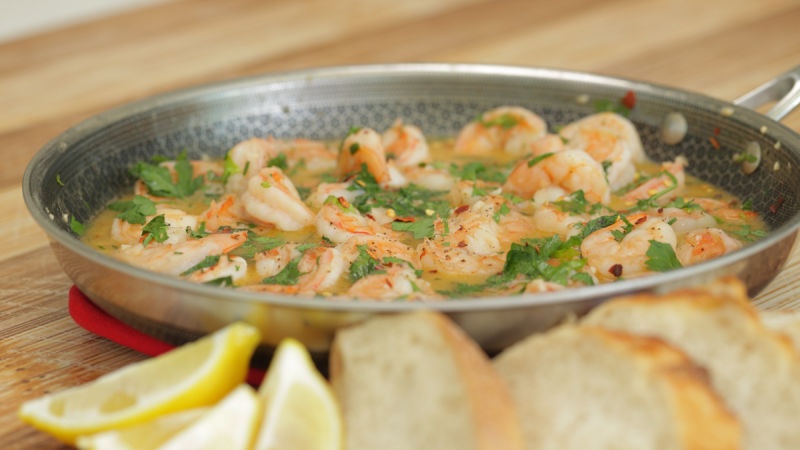 Præsentation af rejer Scampi