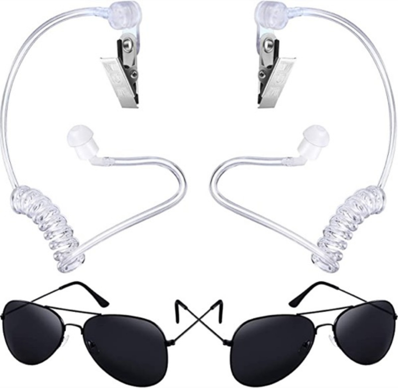 Gejoy 4 Pieces Playing Cosplay Toy Inkluderar hörlurar Öronproppar Akustiskt rör Headset och solglasögon Ringbärarsäkerhet (svart glasögonbåge)