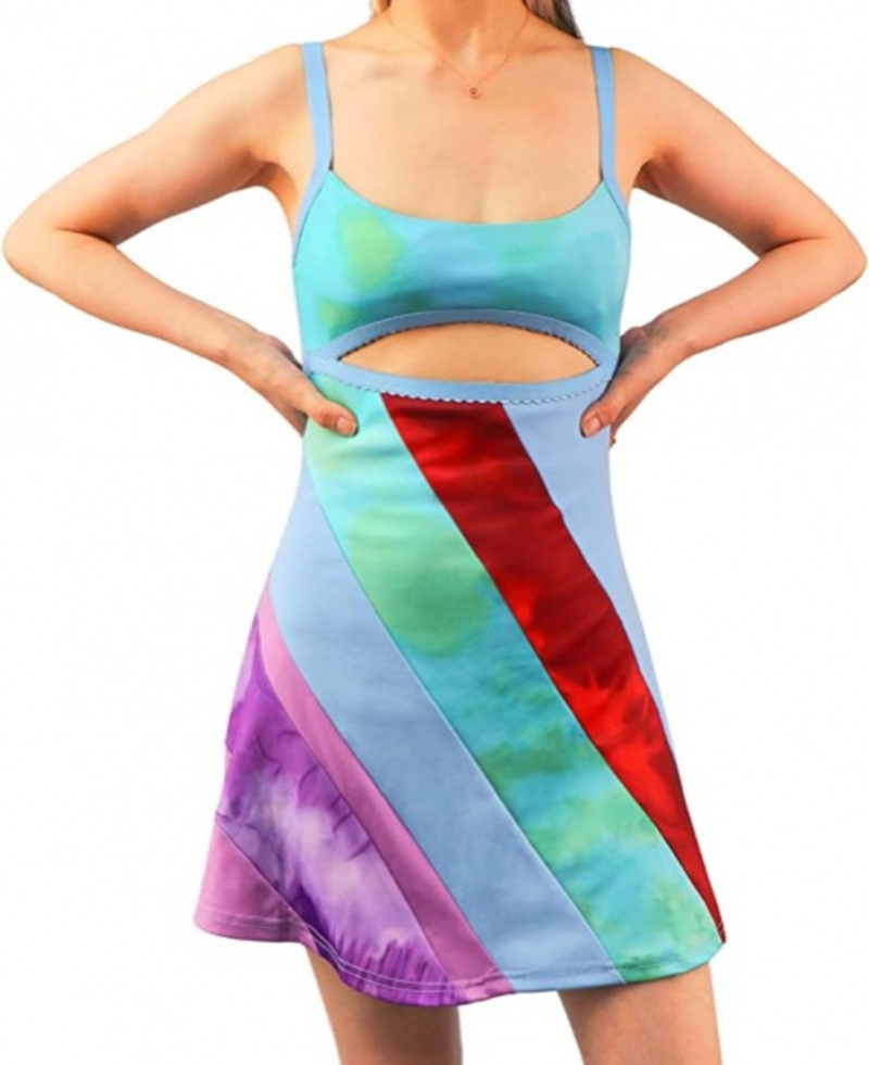 Y2k Miniklänning Spaghetti-remmar Tryck Semi-Sheer Sheath Bodycon Rygglös Sexig U- Neck Halter Mini Streetwear