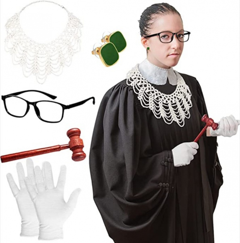 5 delar Halloween Judge Cosplay kostymtillbehör inkluderar domarkrage, domareklubba, domareörhänge, handskar, glasögonbåge