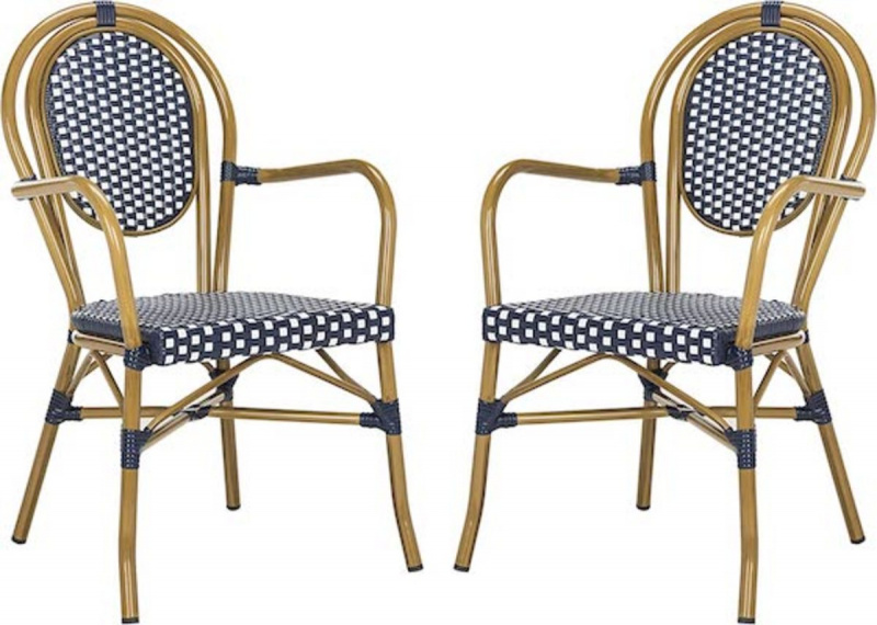   Safavieh Outdoor Collection Rosen Navy og hvid fransk bistro stabellænestol