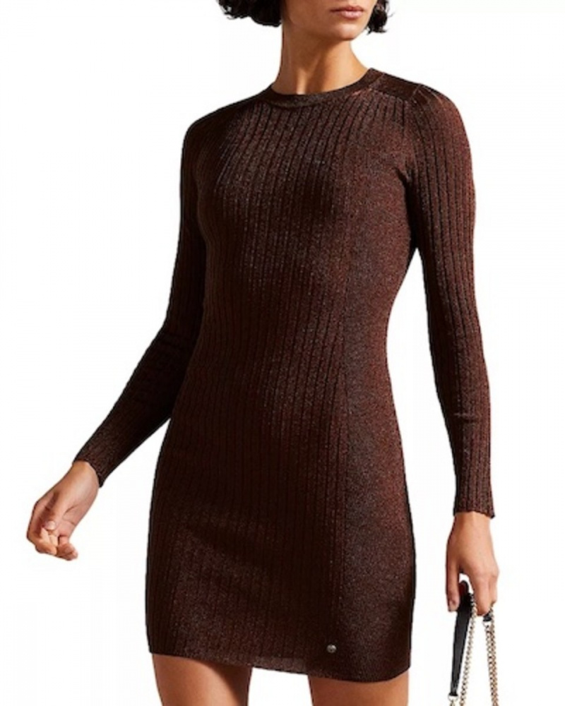   Bloomingdales Ted Baker Nichola Metallic Bodycon trikotažinė suknelė