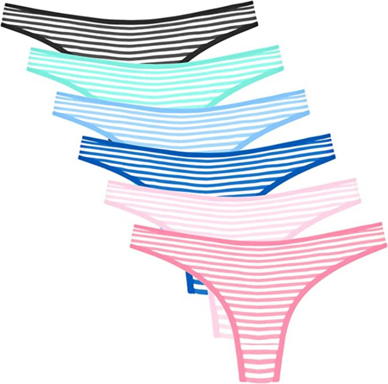 ANZERMIX Donne's Breathable Cotton Thong Panties Pack of 6