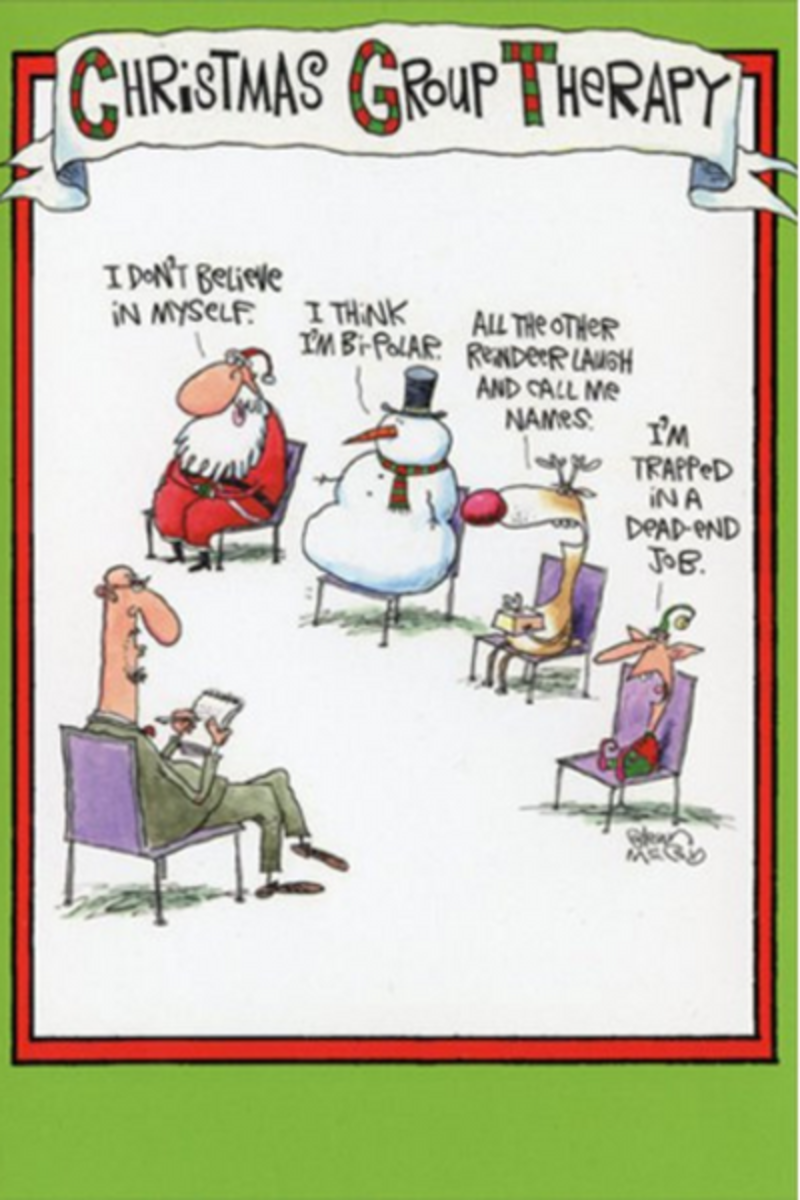   Lustige Weihnachtskarten-Gruppentherapie