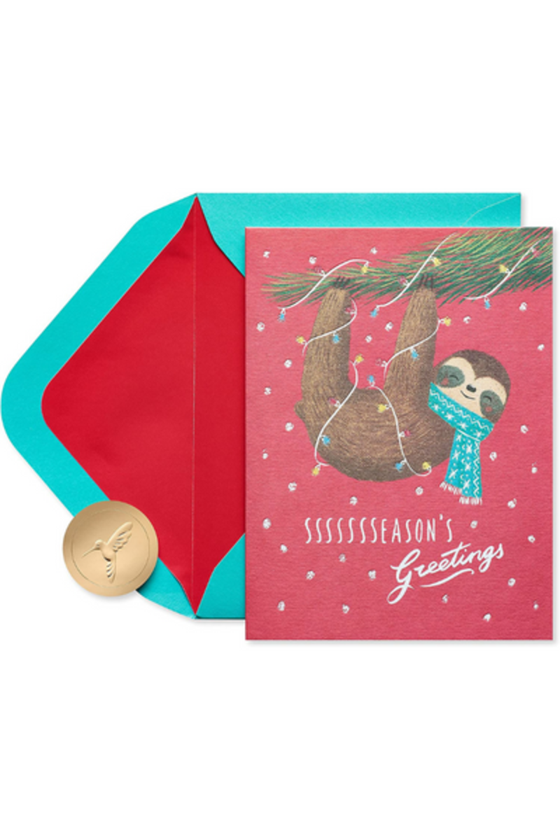   Lustige Weihnachtskarten-Faultiergrüße