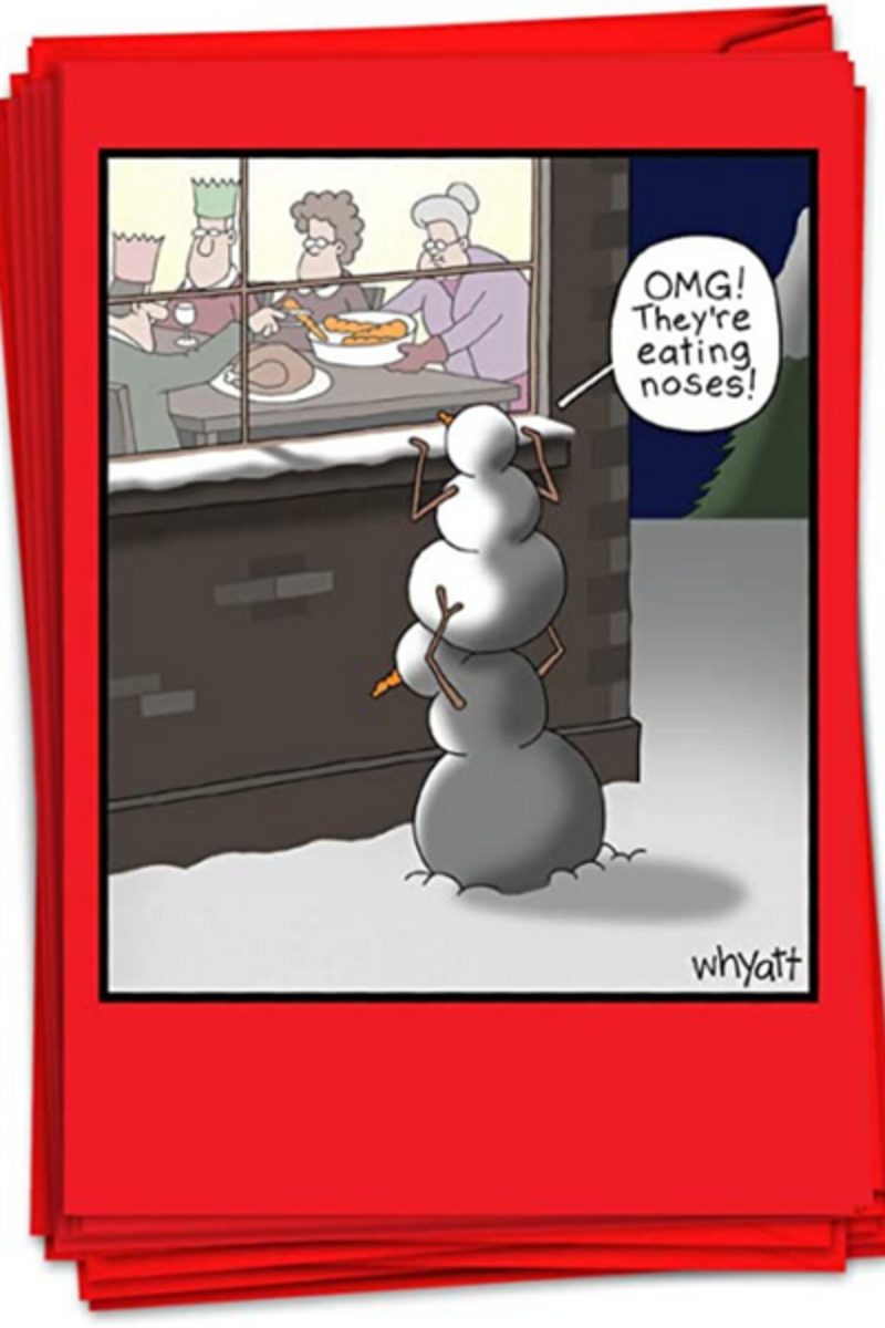   Lustige Weihnachtskarten, die Nasen essen