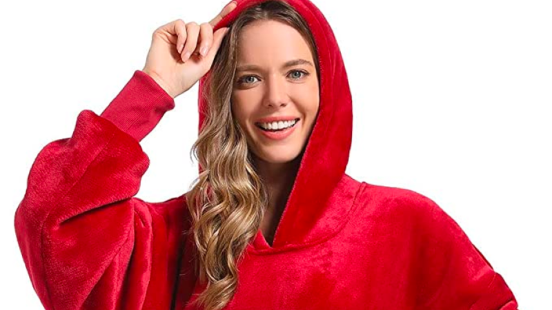 Felpa coperta oversize indossabile - rosso vino