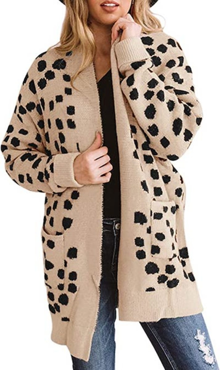   Zesica Frauen's loepard print sweater coat