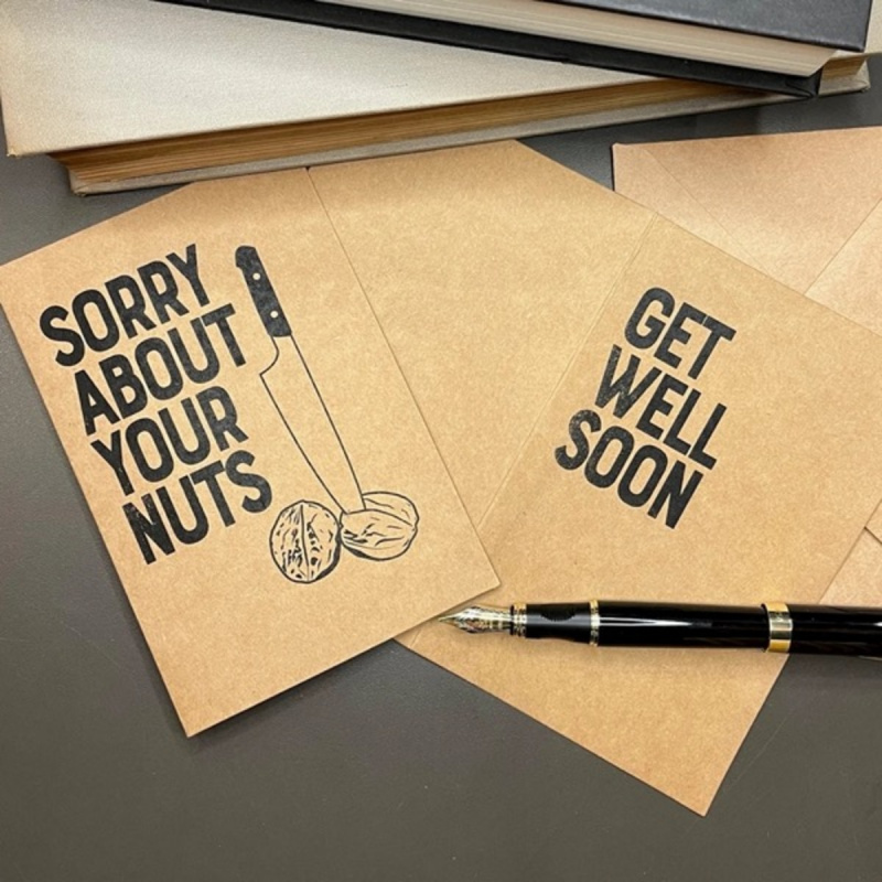 Beklager dine nødder - Get Well Soon Card