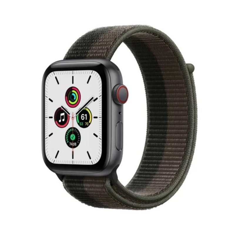 Apple Watch SE GPS + Cellular, 44 mm Space Grey Aluminium Case med Tornado/Gray Sports Loop