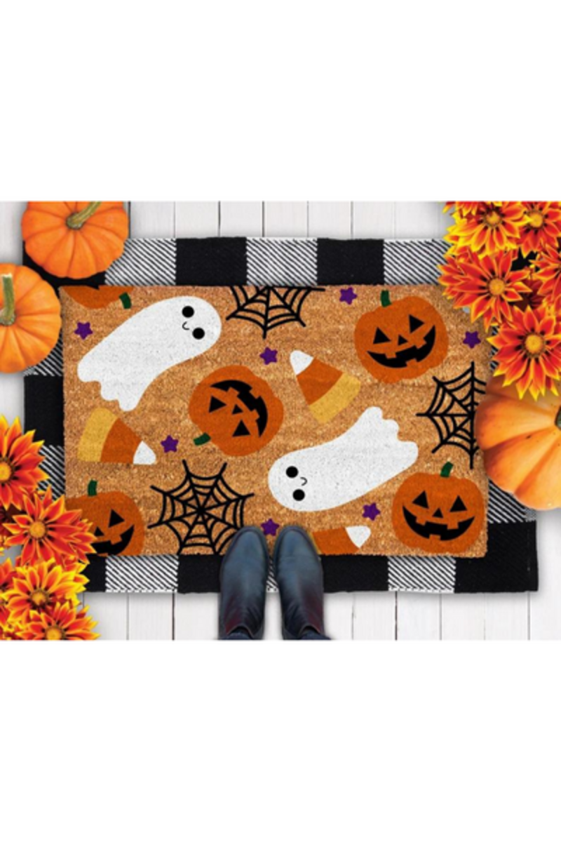   Alfombrilla de puerta de calabaza para decoraciones de puerta de Halloween