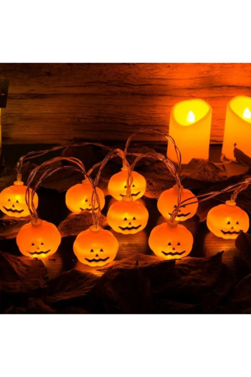   Decoraciones de puerta de Halloween luces de cadena de jack o linterna
