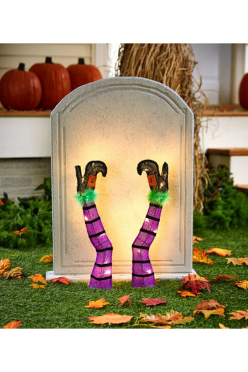   Decoraciones para puertas de Halloween estacas para piernas de brujas