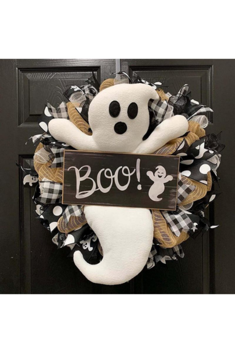   Decoraciones para puertas de Halloween Boo Ghost Wreath