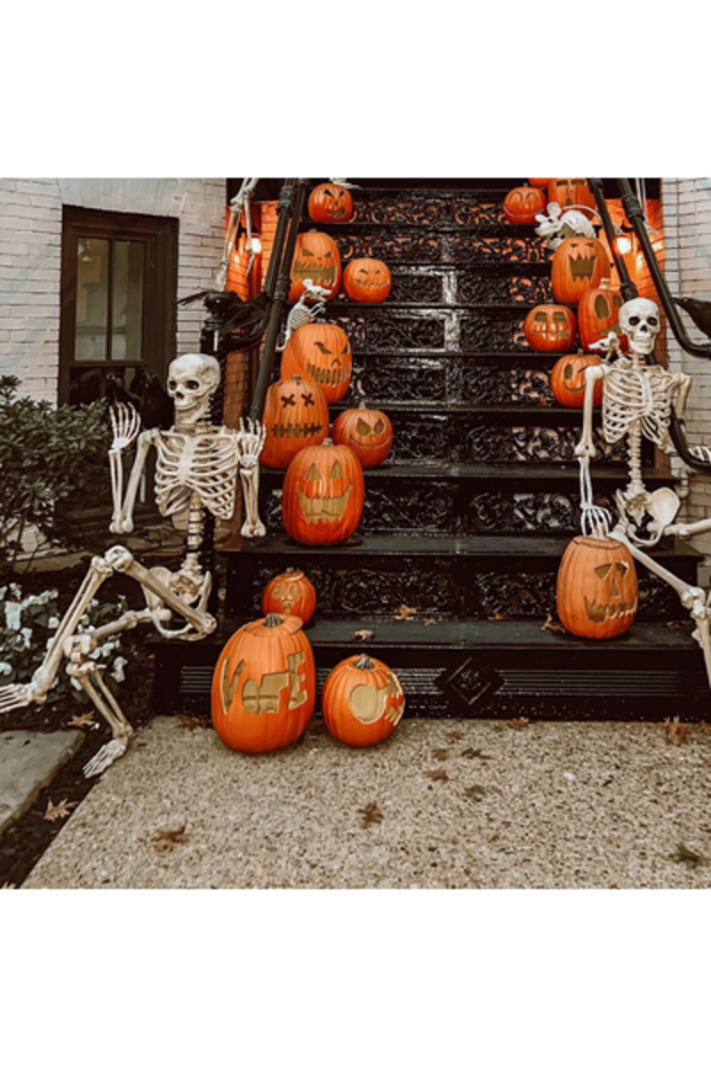   Decoraciones de puerta de Halloween esqueleto de tamaño natural