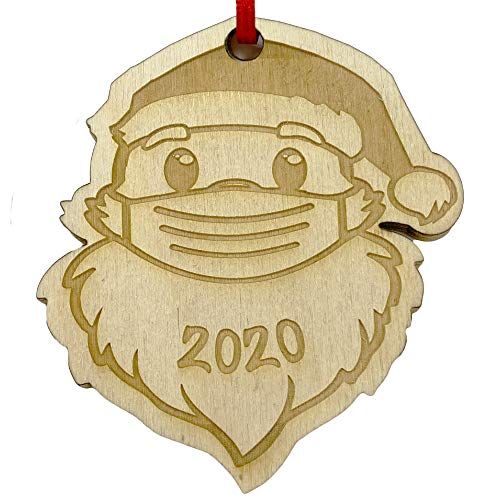 ! RAKRISA kaukėtas Kalėdų senelio ornamentas - išgraviruotas mielas Kalėdų senelis, dėvintis veido kaukę Kalėdinio ornamento dovana draugams ir šeimoms - „Perfect 2020“ papuošalai eglutės papuošimams (kaukė)