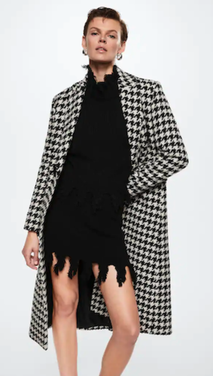 MANGO jas van wolmix met houndstooth