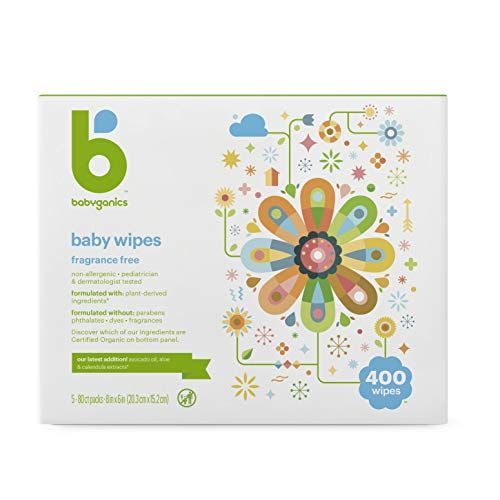 Babyganics Babytücher, parfümfrei, 400 Stück, (5 Packungen mit 80)