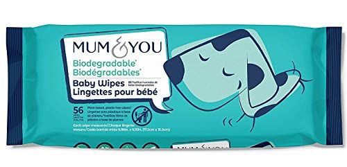Mum & You Biologisch abbaubare, kompostierbare, vegan registrierte plastikfreie Babyfeuchttücher, 56 Stück (12er Pack)