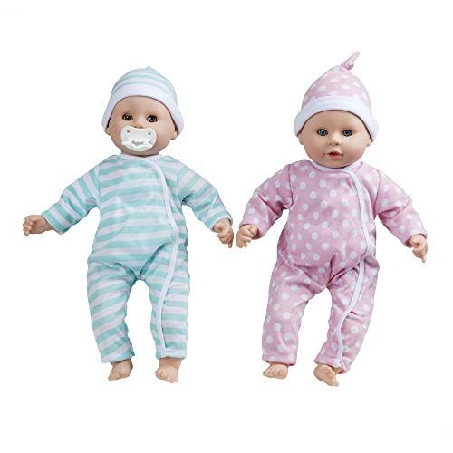 Melissa & Doug Mine to Love Twins Luke & Lucy 15 Babypuppen für Jungen und Mädchen in heller Hautfarbe mit Strampler, Mützen, Schnuller