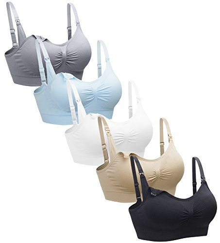Suekaphin 5PACK Still-BH Bügel-BH Damen Schlafen Umstands-BH Still-BH 5er Pack Groß Schwarz Nude Grau Weiß Hellblau