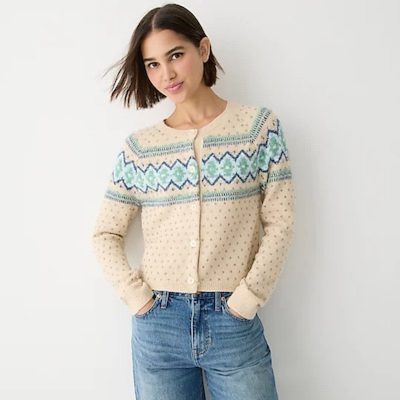 кардиган J.Crew с кристаллами и жаккардовым узором