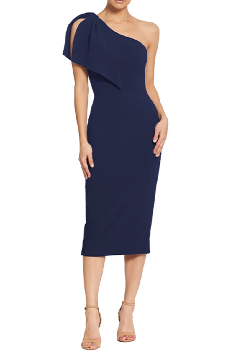 Klæd Population Tiffany One-Shoulder Midi Dress