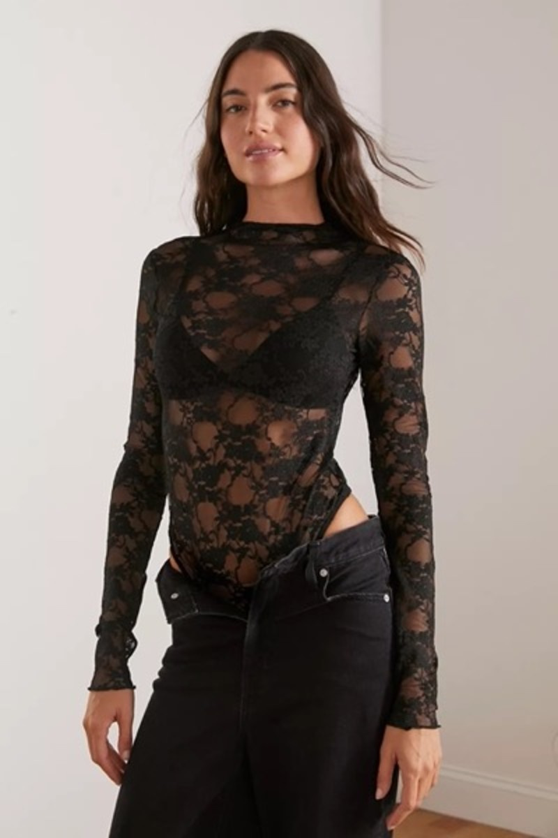   Out From Under Kat Sheer Lace Bodysuit