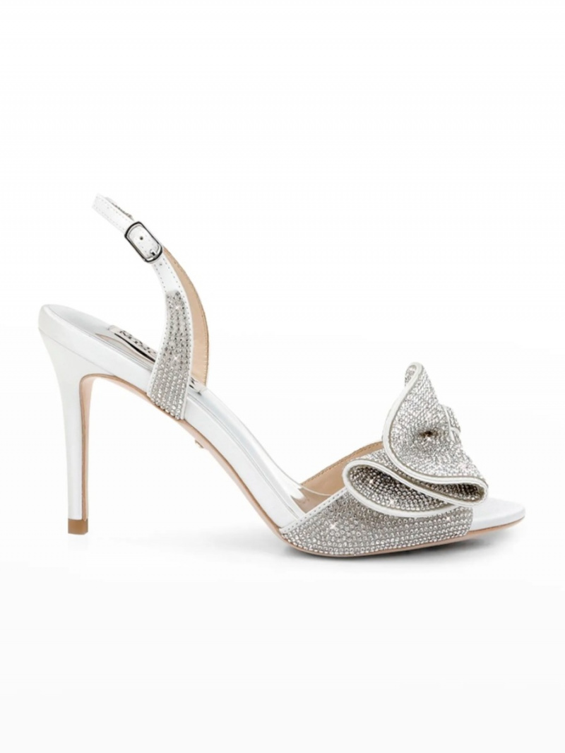   Badgley Mischka Rennie Strass Ruffle Slingback Sandaler