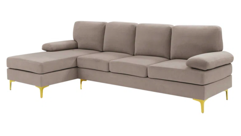   Seccional con chaise longue tapizado de 2 piezas Mercer41 Guntar